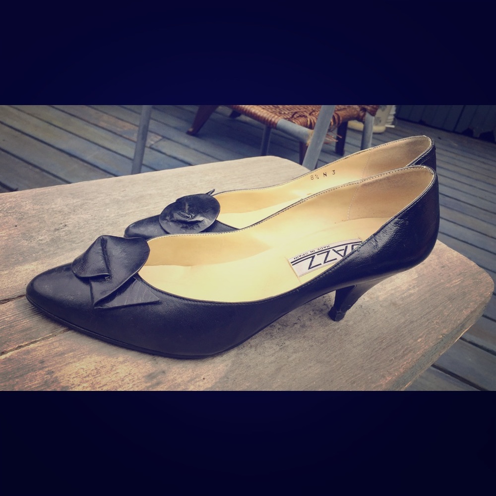 Vintage Black Leather Heels